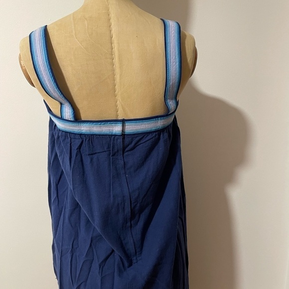 VTG Retro Boho Cotton Summer Dress Blue Rainbow MIDI Tank Coastal Grandma - Picture 5 of 14